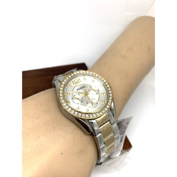 Fossil Women's Watch ES3204 Riley Quartz Two Tone Stainless Steel Gemmed 38mm - Picture 6 of 15